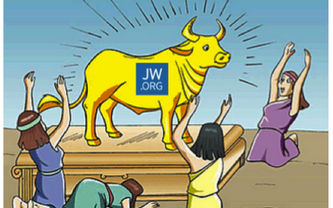 Gouden Kalf aanbidding door de Jehova Getuigen uiteindelijk. Het navolgen van een stel mannen alleen.